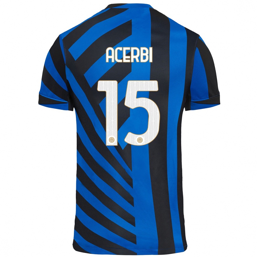 Niño Fútbol Camiseta Francesco Acerbi #15 Azul Negro 1ª Equipación 2024/25 México