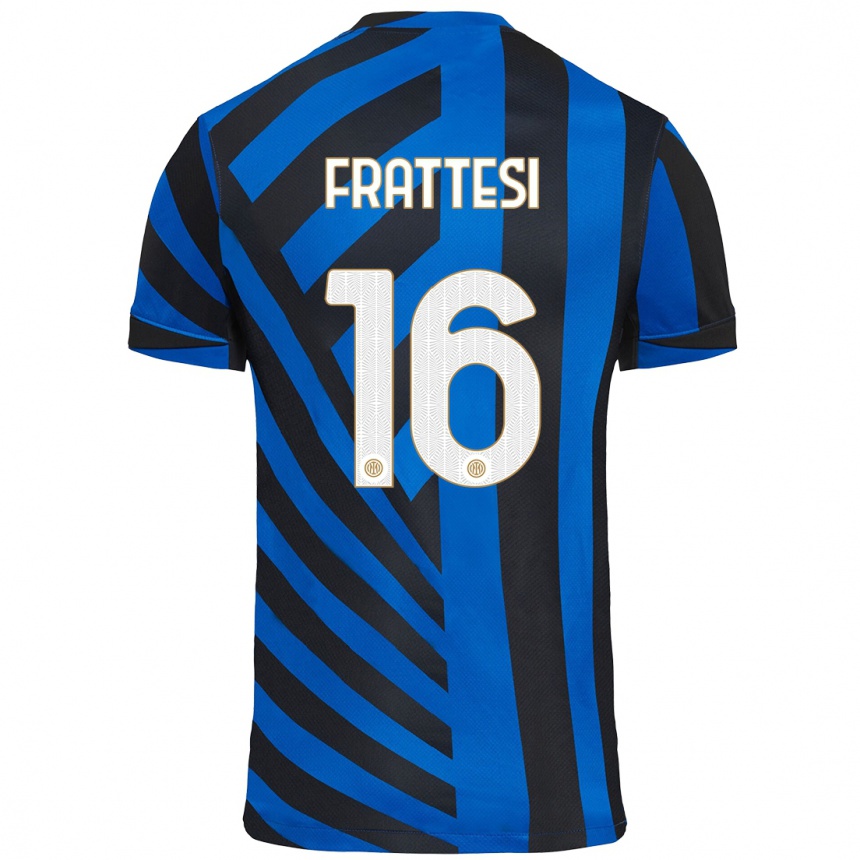 Niño Fútbol Camiseta Davide Frattesi #16 Azul Negro 1ª Equipación 2024/25 México