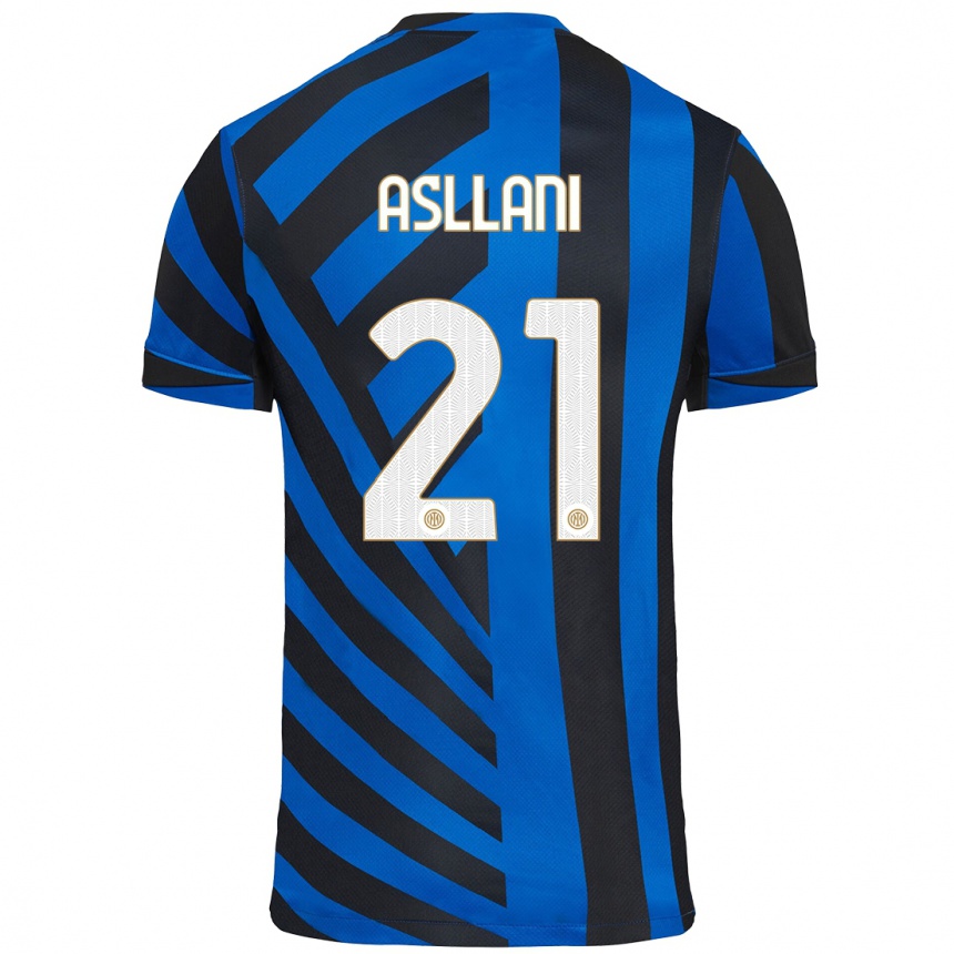 Niño Fútbol Camiseta Kristjan Asllani #21 Azul Negro 1ª Equipación 2024/25 México