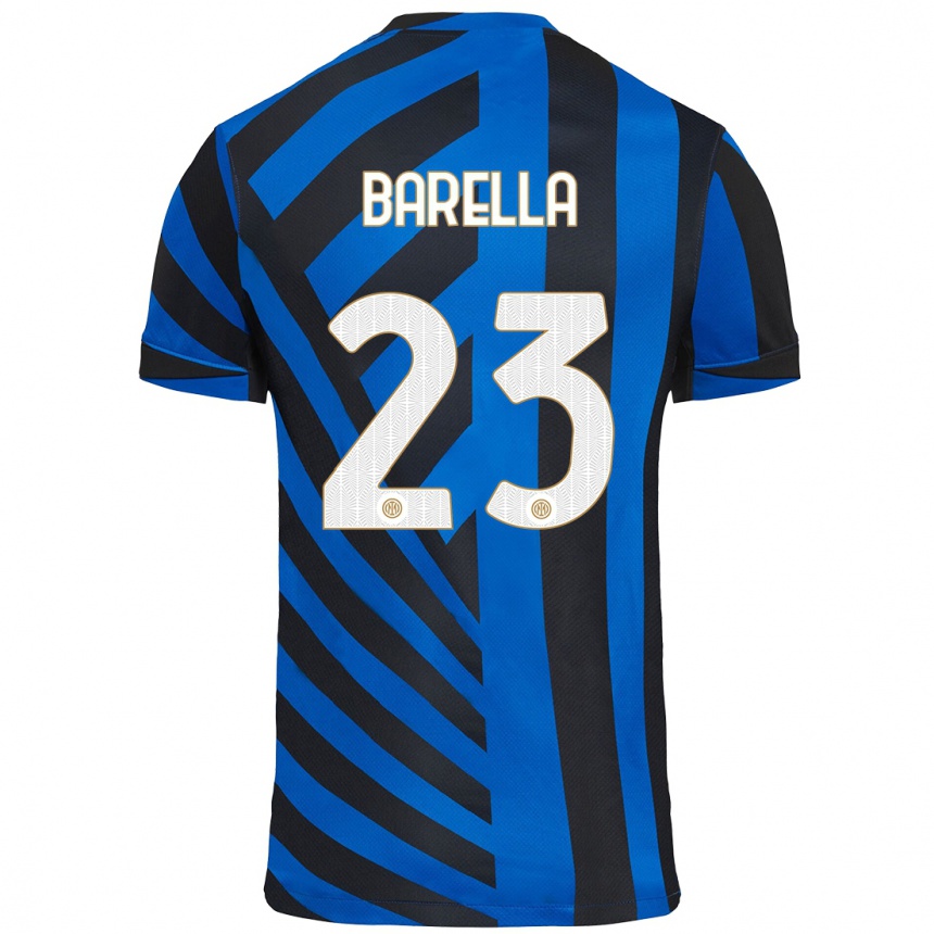 Niño Fútbol Camiseta Nicolo Barella #23 Azul Negro 1ª Equipación 2024/25 México