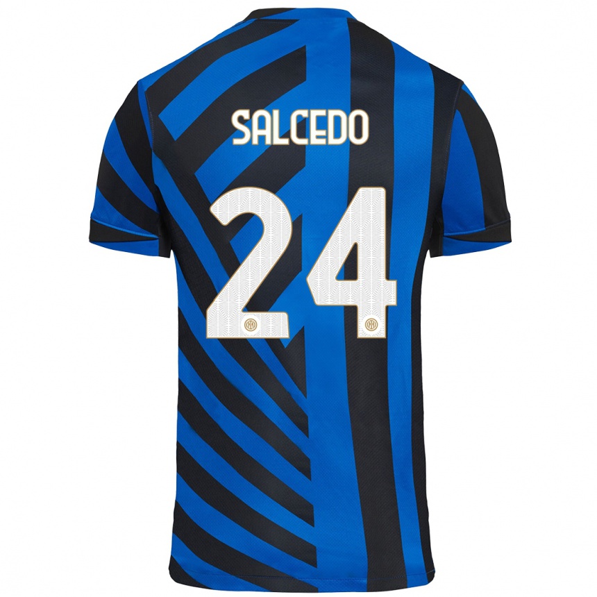 Niño Fútbol Camiseta Eddie Salcedo #24 Azul Negro 1ª Equipación 2024/25 México