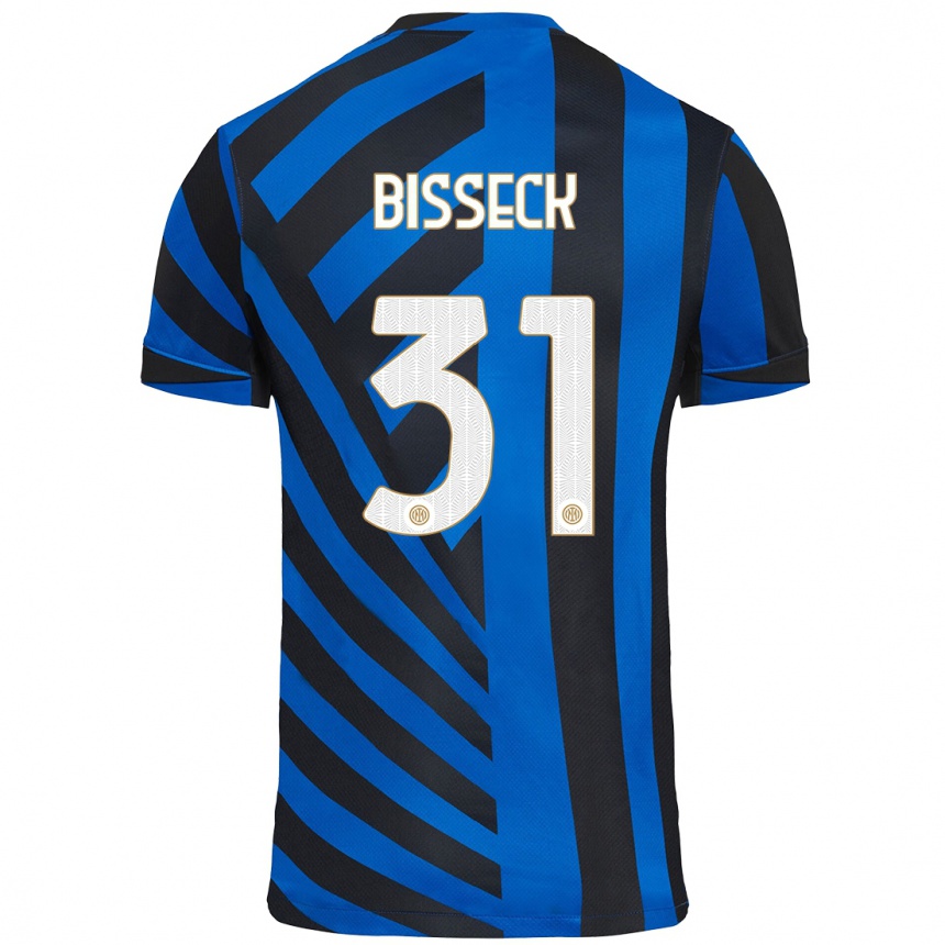 Niño Fútbol Camiseta Yann Bisseck #31 Azul Negro 1ª Equipación 2024/25 México