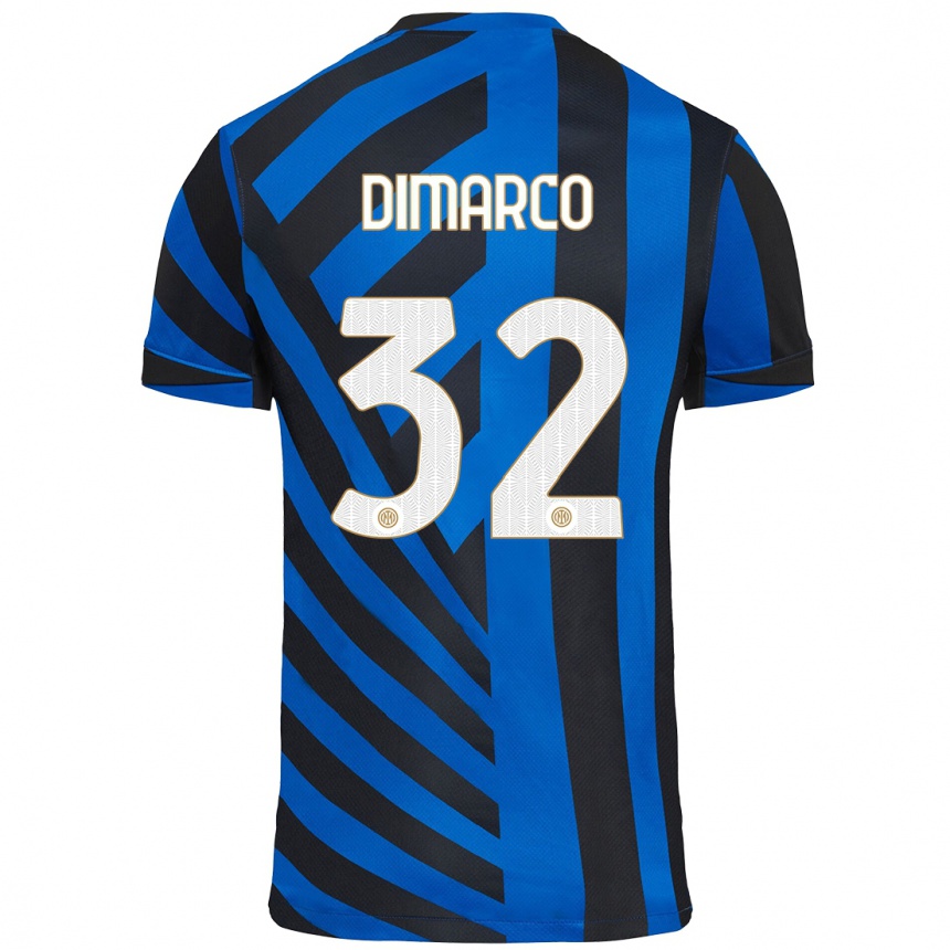 Niño Fútbol Camiseta Federico Dimarco #32 Azul Negro 1ª Equipación 2024/25 México