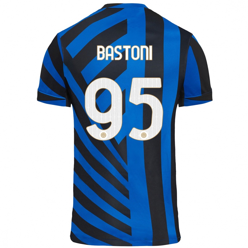 Niño Fútbol Camiseta Alessandro Bastoni #95 Azul Negro 1ª Equipación 2024/25 México