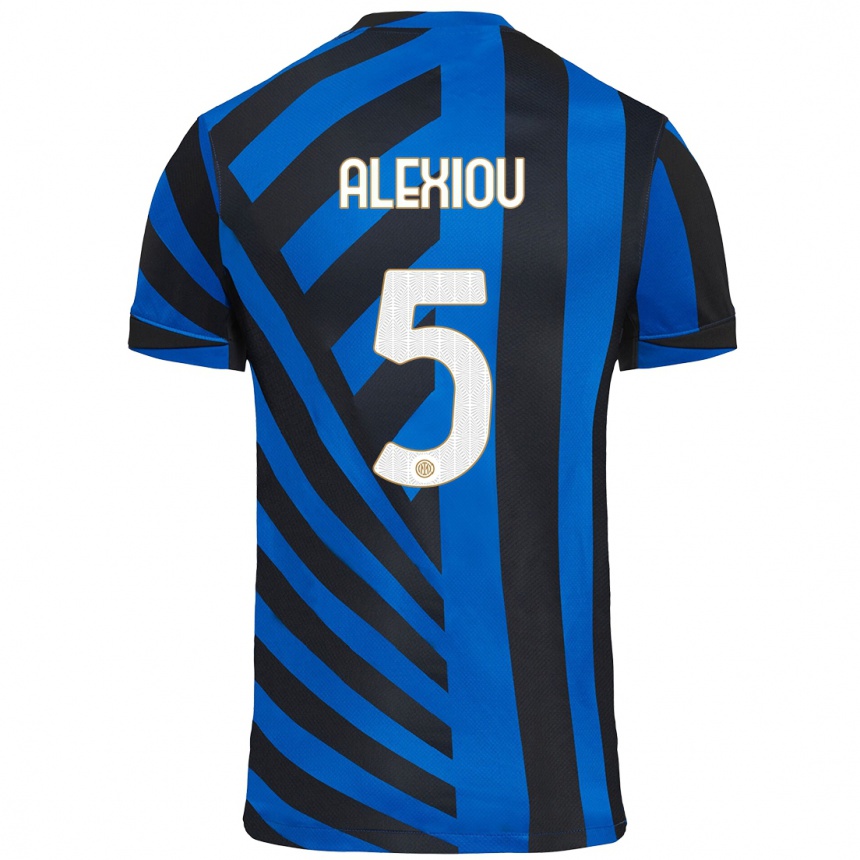 Niño Fútbol Camiseta Christos Alexiou #5 Azul Negro 1ª Equipación 2024/25 México