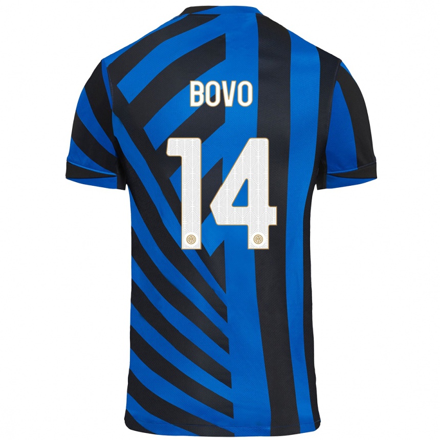 Niño Fútbol Camiseta Leonardo Bovo #14 Azul Negro 1ª Equipación 2024/25 México