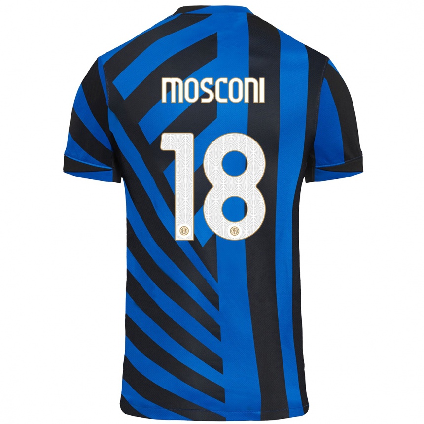 Niño Fútbol Camiseta Mattia Mosconi #18 Azul Negro 1ª Equipación 2024/25 México