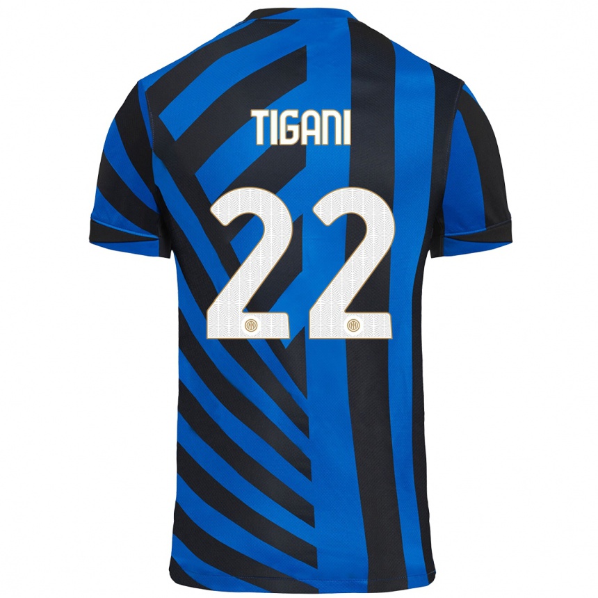 Niño Fútbol Camiseta Edoardo Tigani #22 Azul Negro 1ª Equipación 2024/25 México