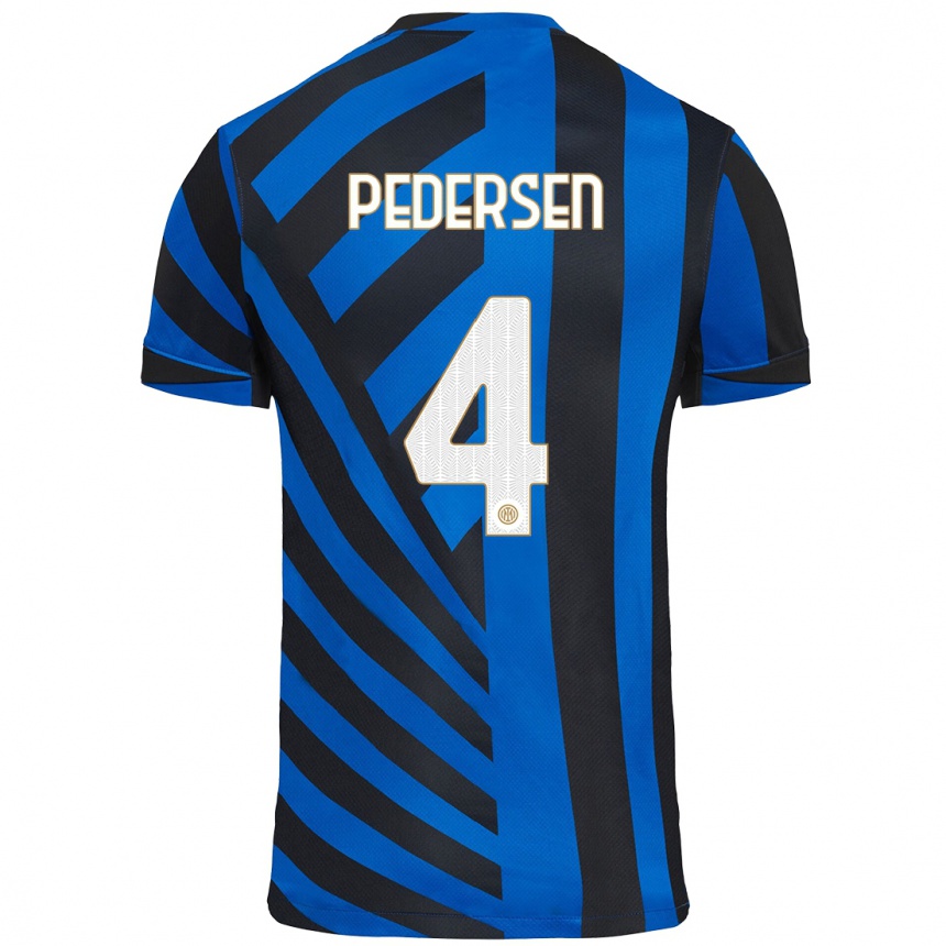 Niño Fútbol Camiseta Sofie Junge Pedersen #4 Azul Negro 1ª Equipación 2024/25 México