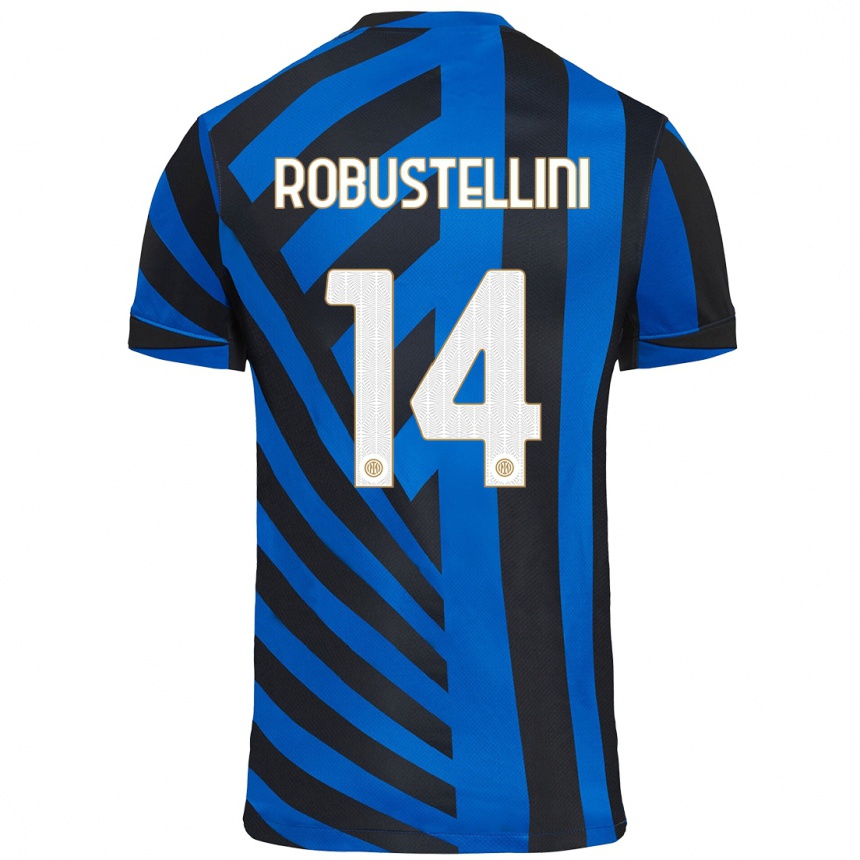 Niño Fútbol Camiseta Chiara Robustellini #14 Azul Negro 1ª Equipación 2024/25 México