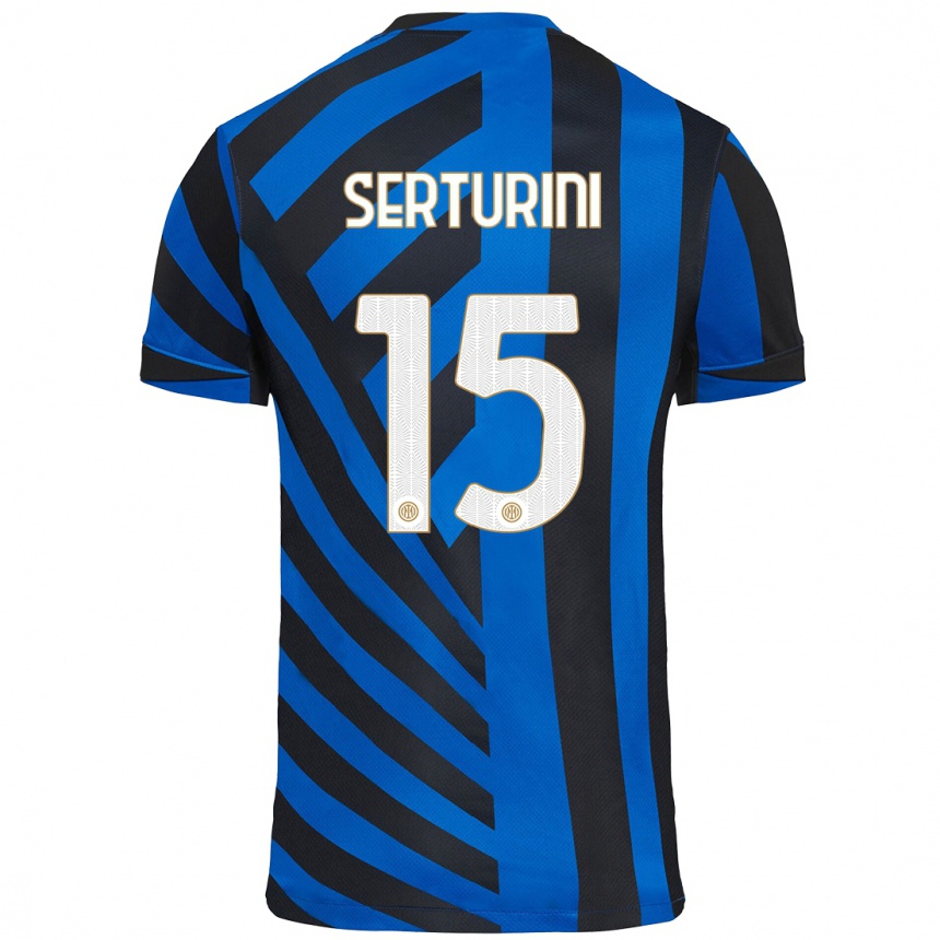 Niño Fútbol Camiseta Annamaria Serturini #15 Azul Negro 1ª Equipación 2024/25 México