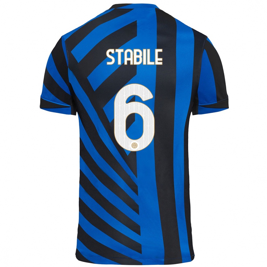 Niño Fútbol Camiseta Giacomo Stabile #6 Azul Negro 1ª Equipación 2024/25 México