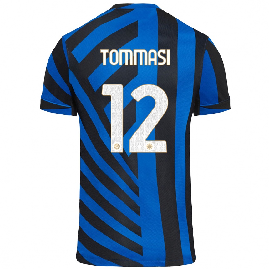 Niño Fútbol Camiseta Francesco Tommasi #12 Azul Negro 1ª Equipación 2024/25 México