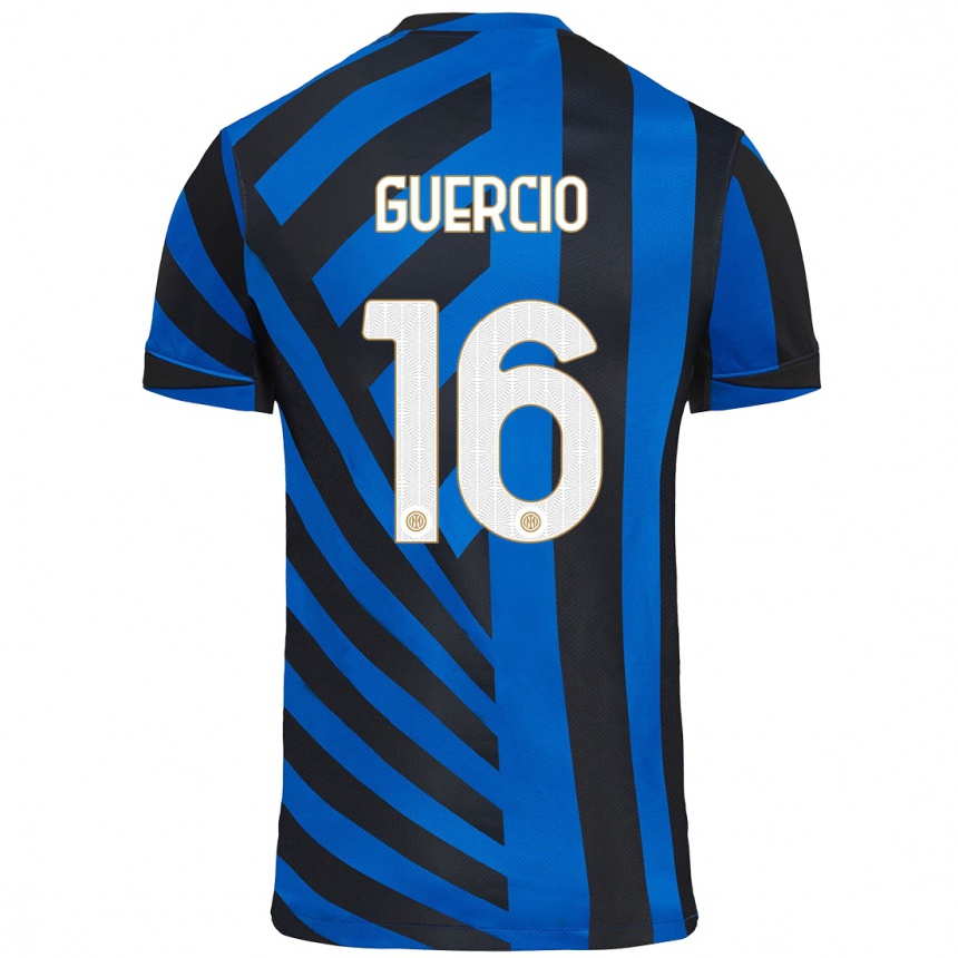 Niño Fútbol Camiseta Tommaso Guercio #16 Azul Negro 1ª Equipación 2024/25 México