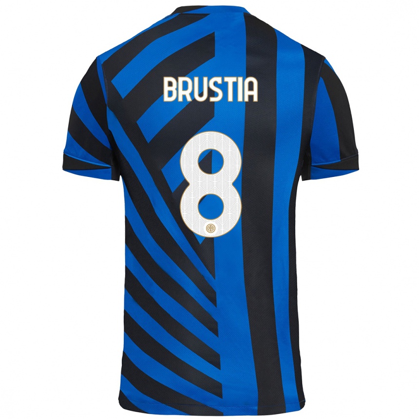 Niño Fútbol Camiseta Martina Brustia #8 Azul Negro 1ª Equipación 2024/25 México