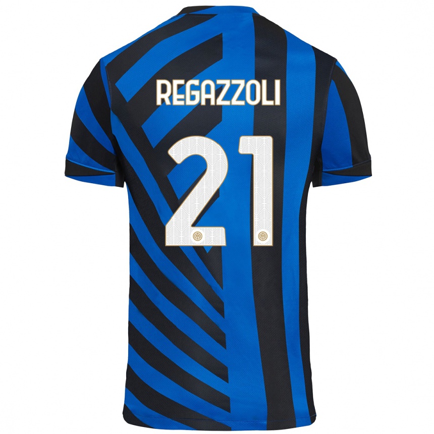 Niño Fútbol Camiseta Alice Regazzoli #21 Azul Negro 1ª Equipación 2024/25 México