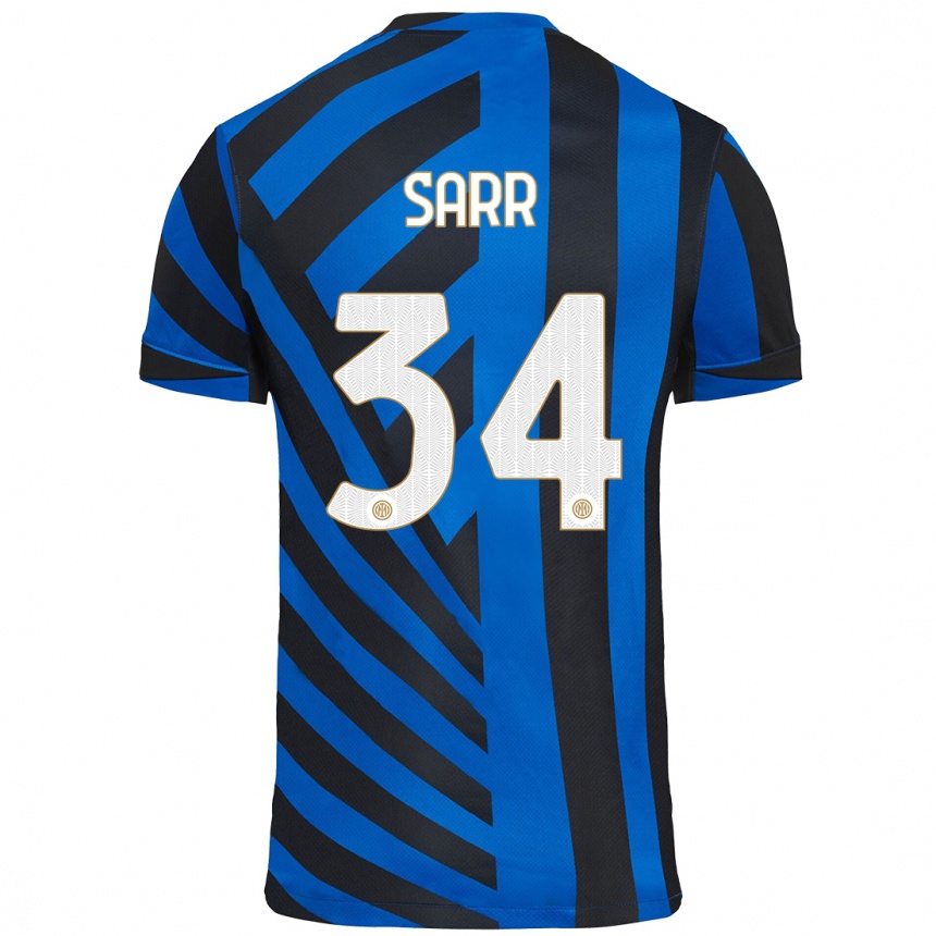 Niño Fútbol Camiseta Amadou Sarr #34 Azul Negro 1ª Equipación 2024/25 México