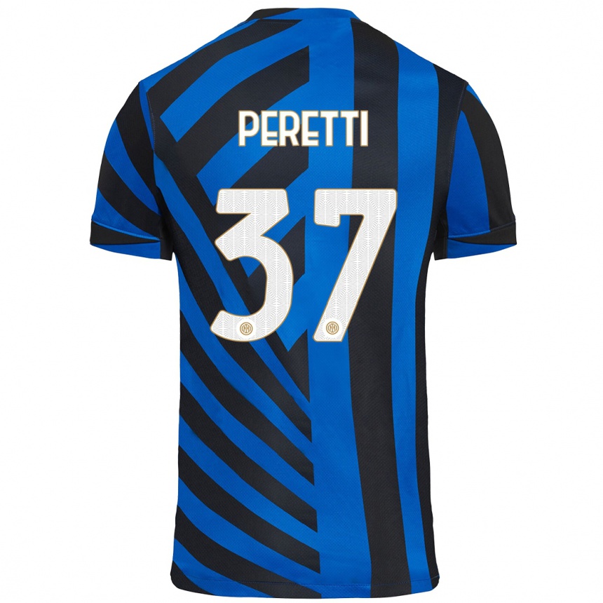 Niño Fútbol Camiseta Lorenzo Peretti #37 Azul Negro 1ª Equipación 2024/25 México