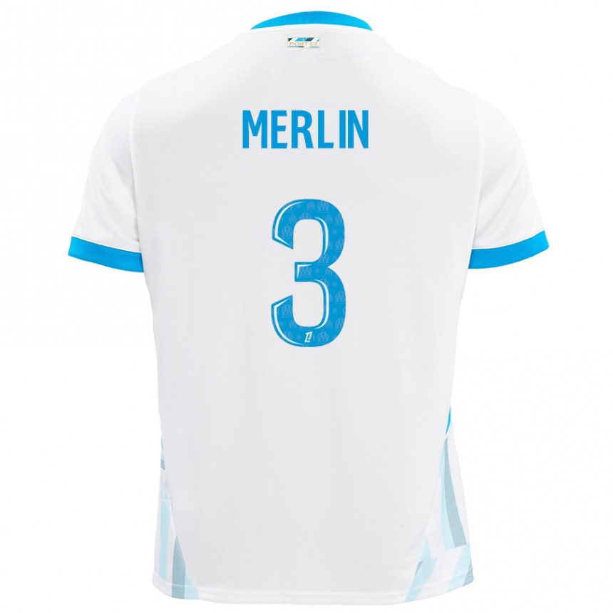 Niño Fútbol Camiseta Quentin Merlin #3 Blanco Azul Cielo 1ª Equipación 2024/25 México