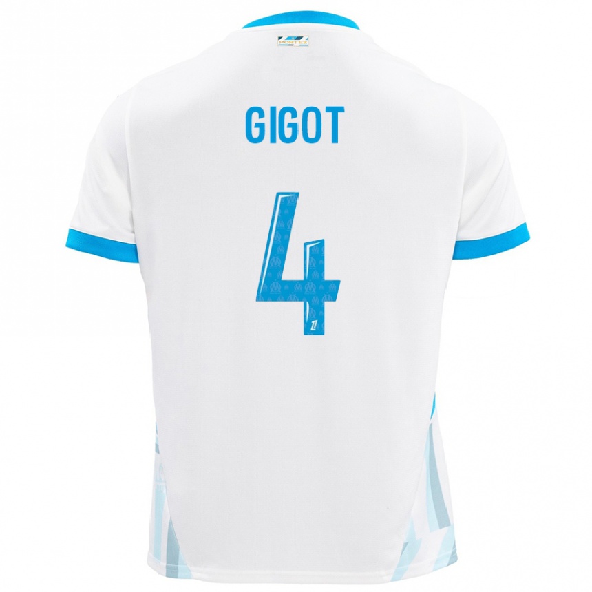 Niño Fútbol Camiseta Samuel Gigot #4 Blanco Azul Cielo 1ª Equipación 2024/25 México