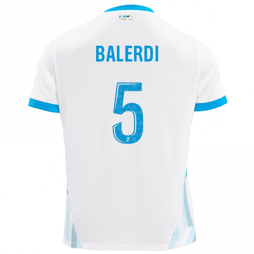 Niño Fútbol Camiseta Leonardo Balerdi #5 Blanco Azul Cielo 1ª Equipación 2024/25 México