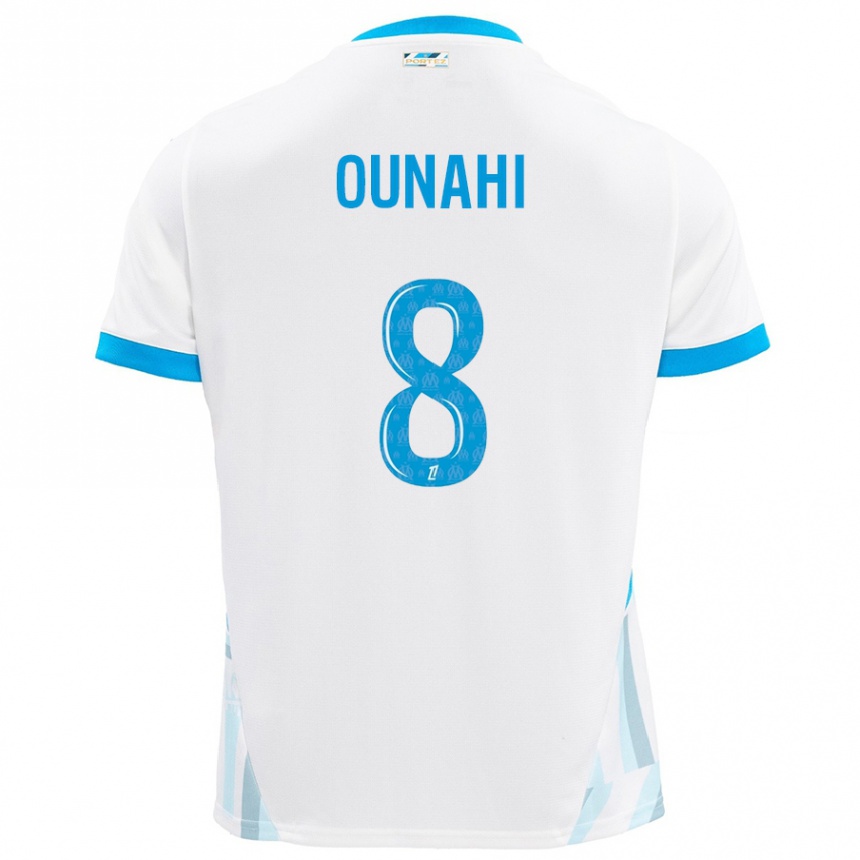 Niño Fútbol Camiseta Azzedine Ounahi #8 Blanco Azul Cielo 1ª Equipación 2024/25 México