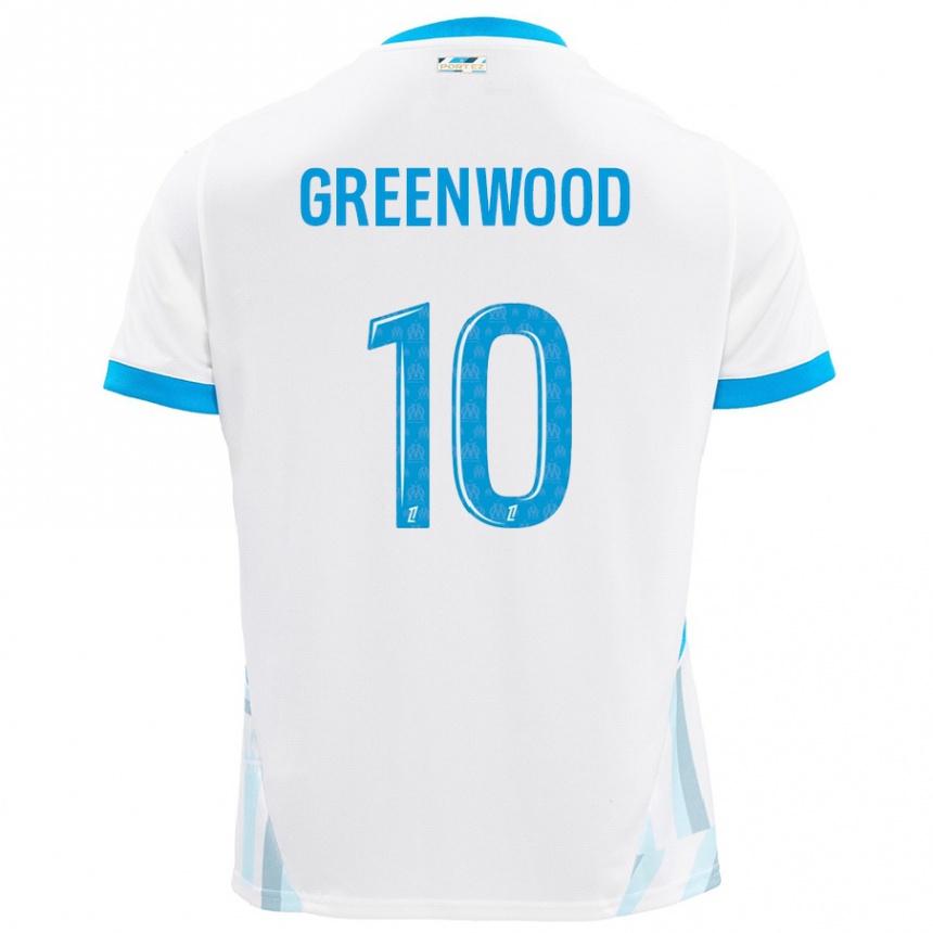 Niño Fútbol Camiseta Mason Greenwood #10 Blanco Azul Cielo 1ª Equipación 2024/25 México