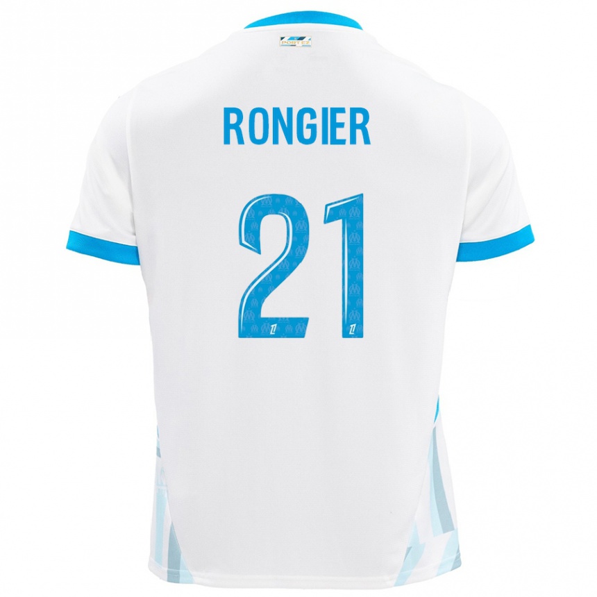 Niño Fútbol Camiseta Valentin Rongier #21 Blanco Azul Cielo 1ª Equipación 2024/25 México