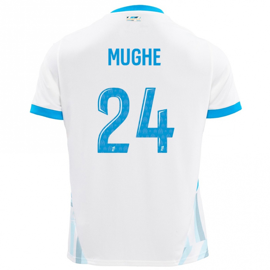 Niño Fútbol Camiseta François Mughe #24 Blanco Azul Cielo 1ª Equipación 2024/25 México