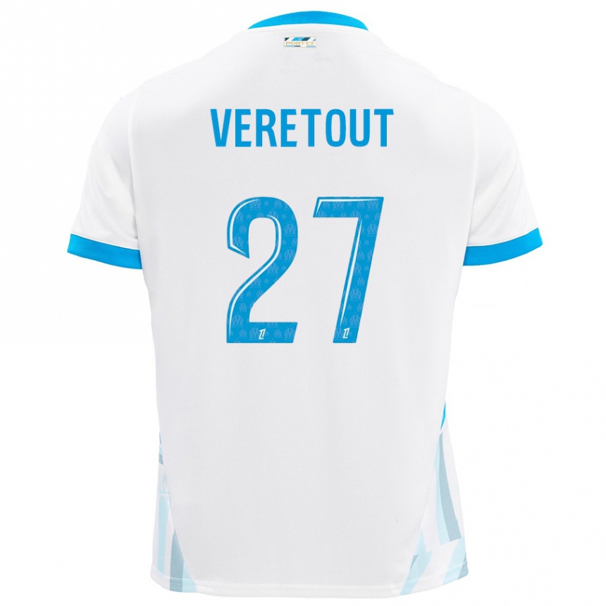 Niño Fútbol Camiseta Jordan Veretout #27 Blanco Azul Cielo 1ª Equipación 2024/25 México