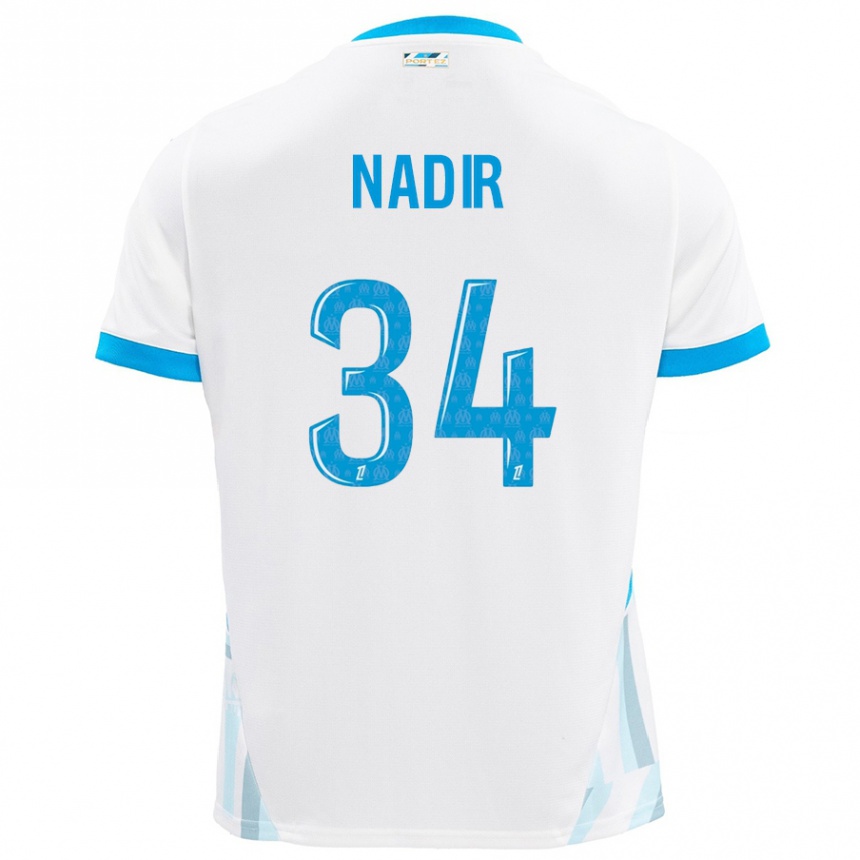 Niño Fútbol Camiseta Bilal Nadir #34 Blanco Azul Cielo 1ª Equipación 2024/25 México