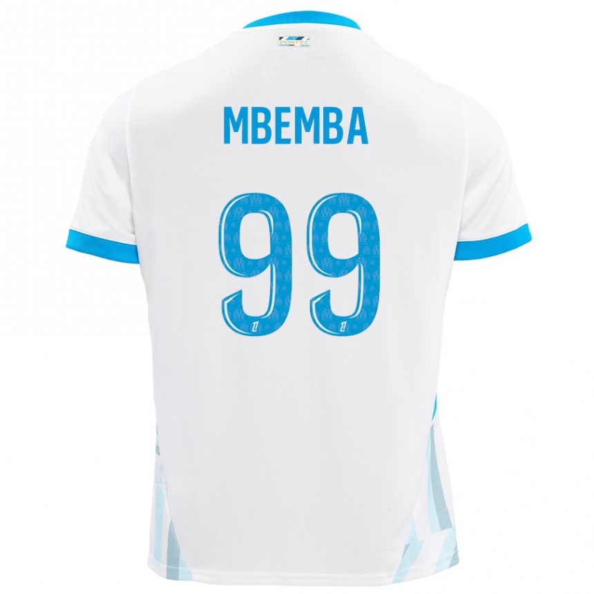 Niño Fútbol Camiseta Chancel Mbemba #99 Blanco Azul Cielo 1ª Equipación 2024/25 México