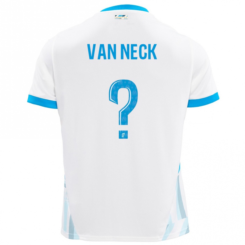 Niño Fútbol Camiseta Jelle Van Neck #0 Blanco Azul Cielo 1ª Equipación 2024/25 México