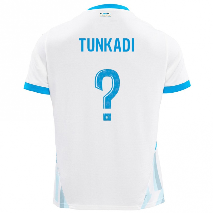 Niño Fútbol Camiseta Alexandre Tunkadi #0 Blanco Azul Cielo 1ª Equipación 2024/25 México