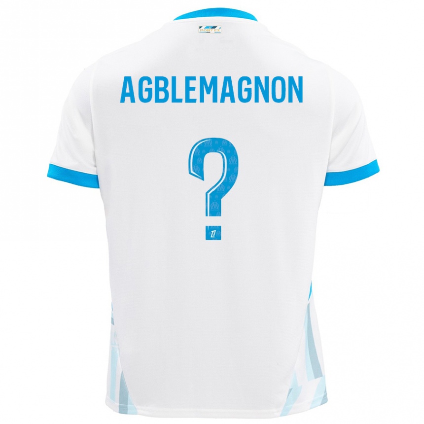 Niño Fútbol Camiseta Jordan Agblemagnon #0 Blanco Azul Cielo 1ª Equipación 2024/25 México