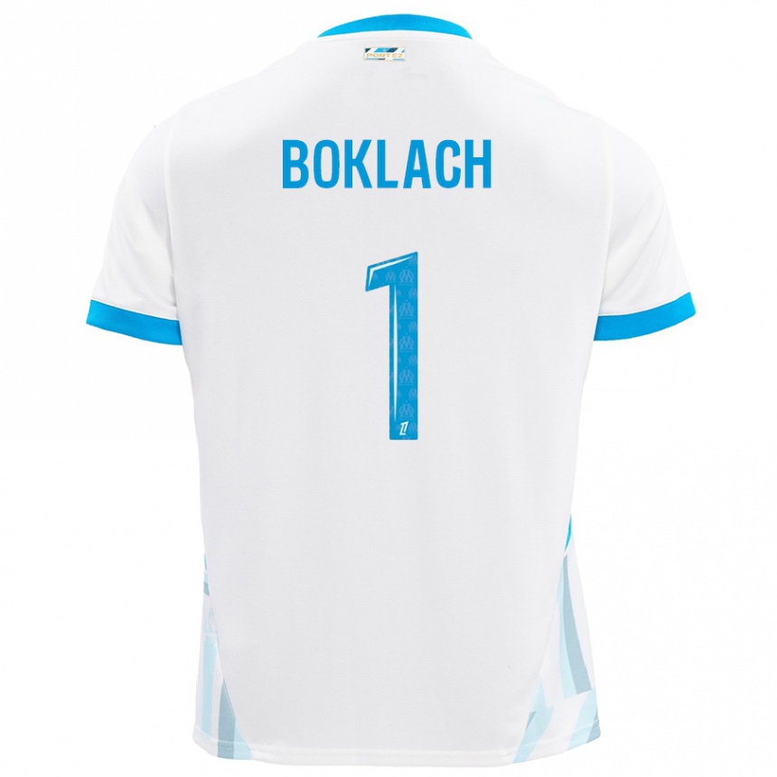 Niño Fútbol Camiseta Kateryna Boklach #1 Blanco Azul Cielo 1ª Equipación 2024/25 México