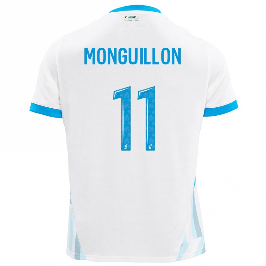 Niño Fútbol Camiseta Coralie Monguillon #11 Blanco Azul Cielo 1ª Equipación 2024/25 México