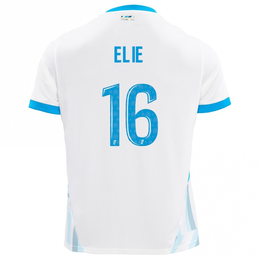 Niño Fútbol Camiseta Anaïs Elie #16 Blanco Azul Cielo 1ª Equipación 2024/25 México