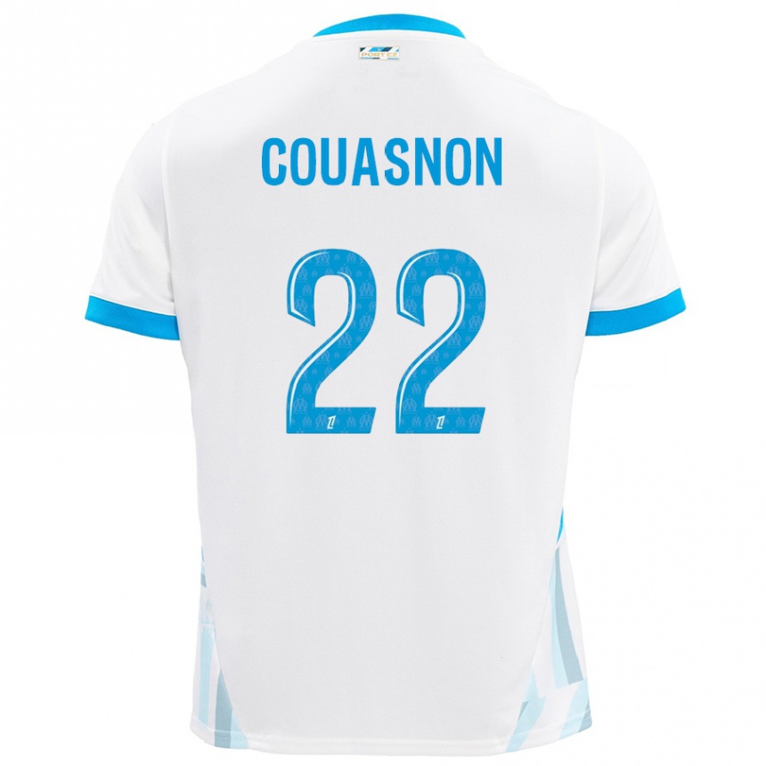 Niño Fútbol Camiseta Roxane Couasnon #22 Blanco Azul Cielo 1ª Equipación 2024/25 México