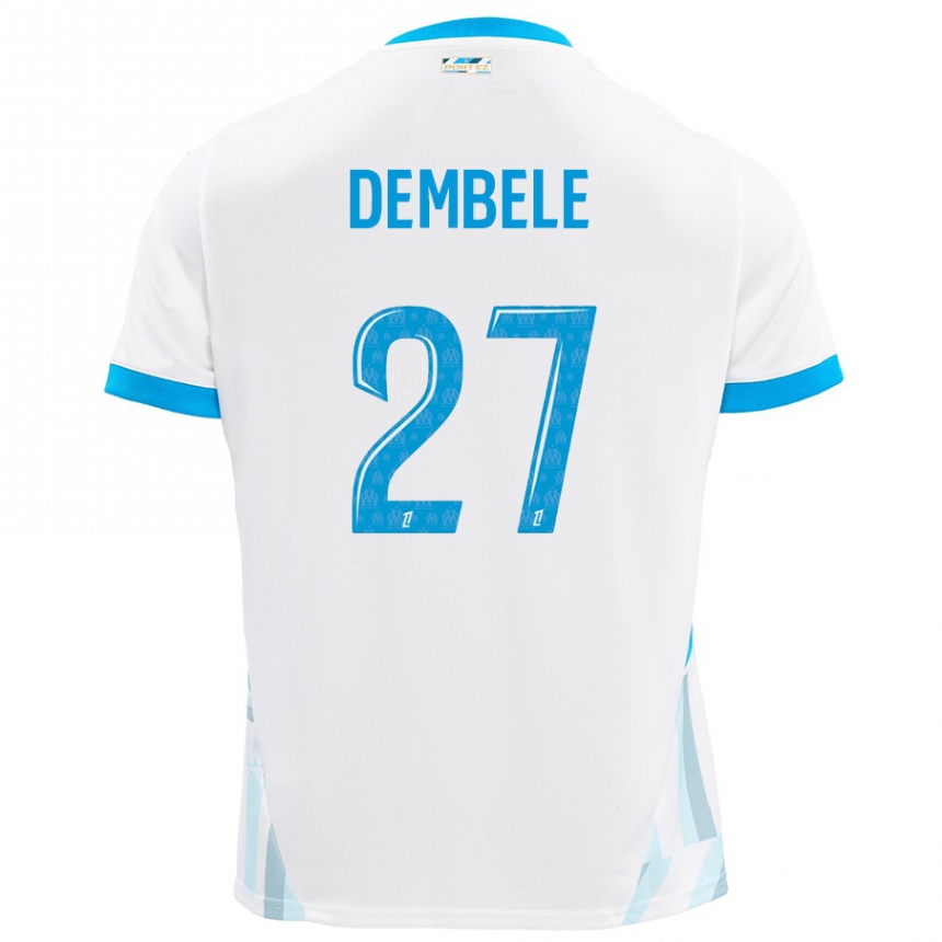 Niño Fútbol Camiseta Coumba Dembélé #27 Blanco Azul Cielo 1ª Equipación 2024/25 México