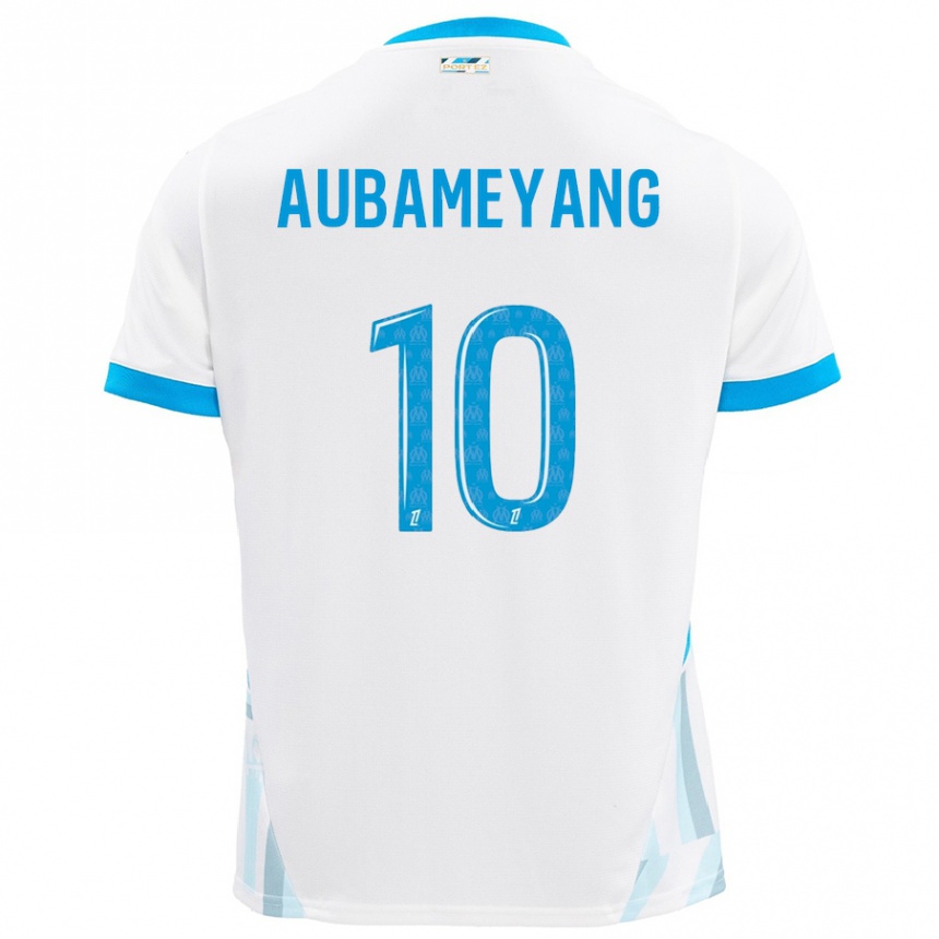 Niño Fútbol Camiseta Pierre-Emerick Aubameyang #10 Blanco Azul Cielo 1ª Equipación 2024/25 México