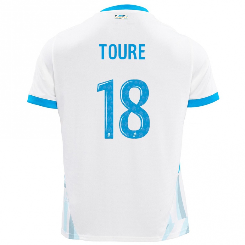 Niño Fútbol Camiseta Isaak Toure #18 Blanco Azul Cielo 1ª Equipación 2024/25 México