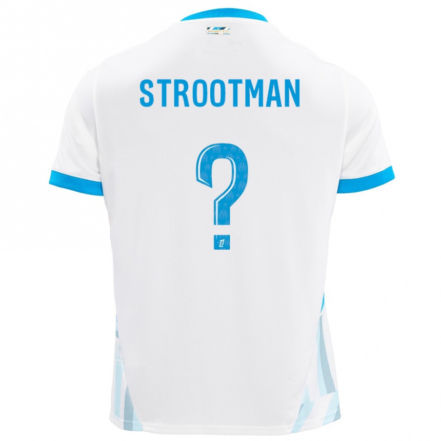 Niño Fútbol Camiseta Kevin Strootman #0 Blanco Azul Cielo 1ª Equipación 2024/25 México