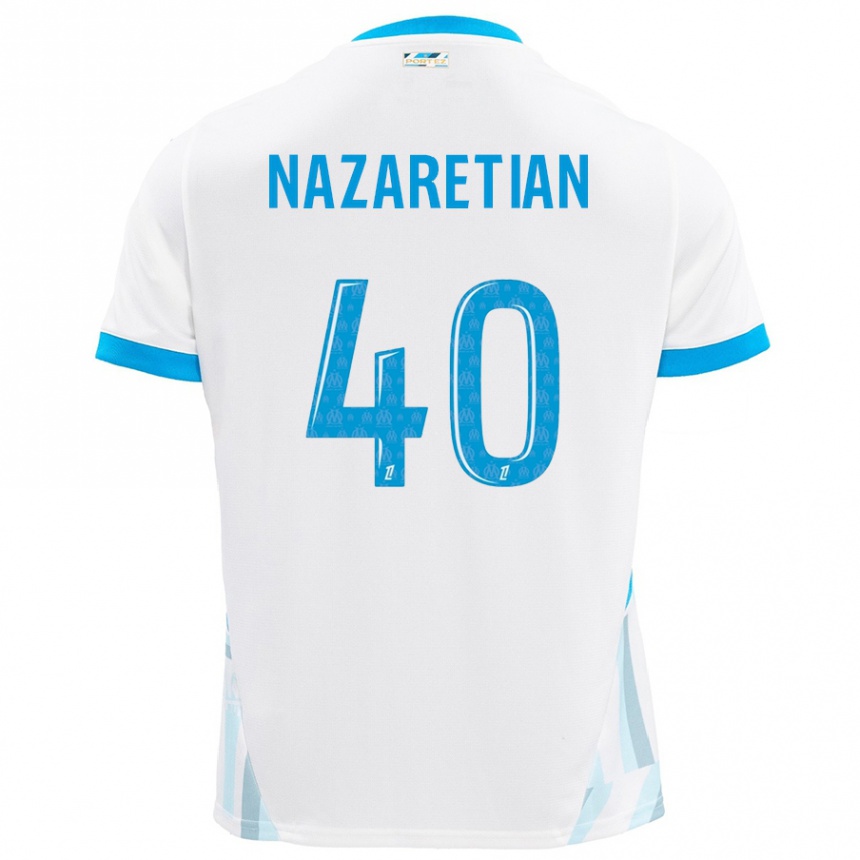 Niño Fútbol Camiseta Manuel Nazaretian #40 Blanco Azul Cielo 1ª Equipación 2024/25 México