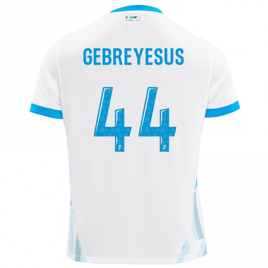 Niño Fútbol Camiseta Esey Gebreyesus #44 Blanco Azul Cielo 1ª Equipación 2024/25 México