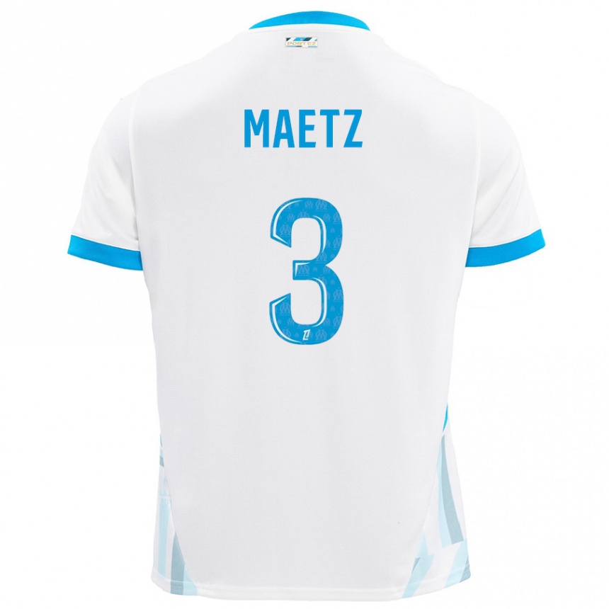 Niño Fútbol Camiseta Agathe Maetz #3 Blanco Azul Cielo 1ª Equipación 2024/25 México