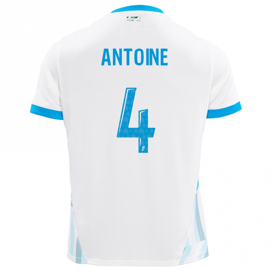 Niño Fútbol Camiseta Maud Antoine #4 Blanco Azul Cielo 1ª Equipación 2024/25 México