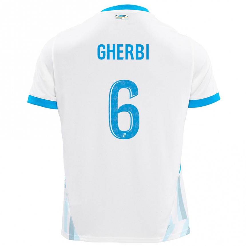 Niño Fútbol Camiseta Candice Gherbi #6 Blanco Azul Cielo 1ª Equipación 2024/25 México