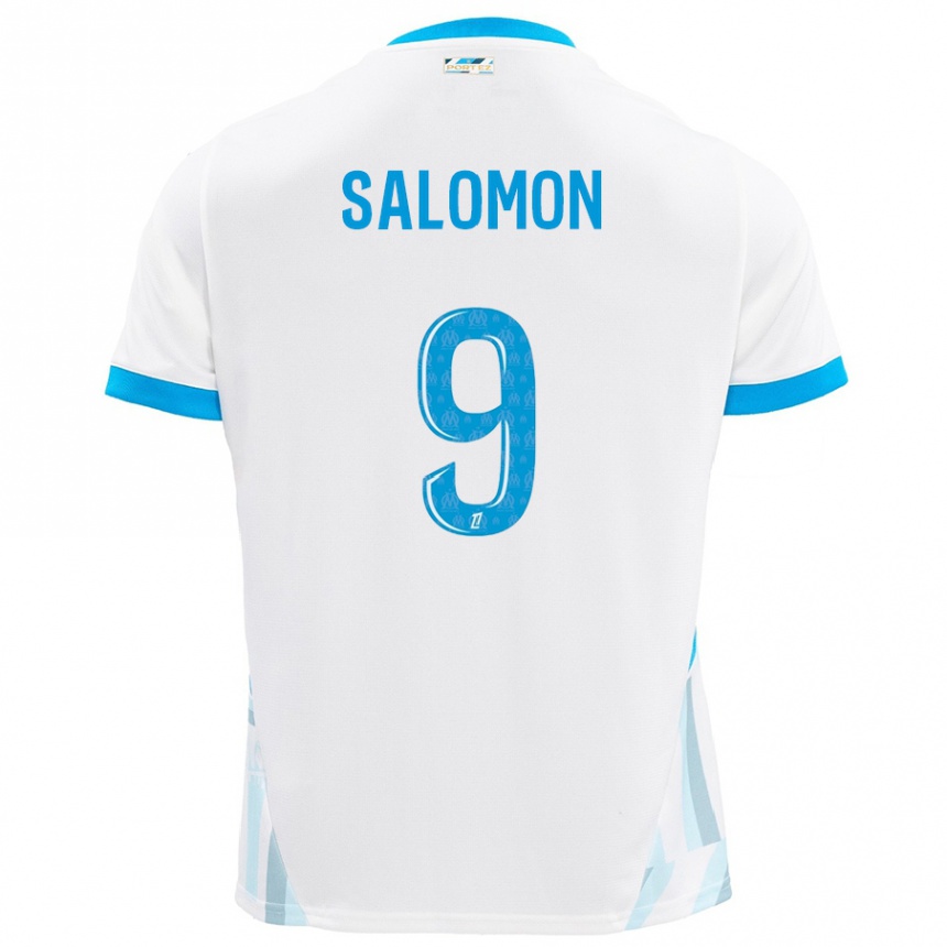 Niño Fútbol Camiseta Maeva Salomon #9 Blanco Azul Cielo 1ª Equipación 2024/25 México