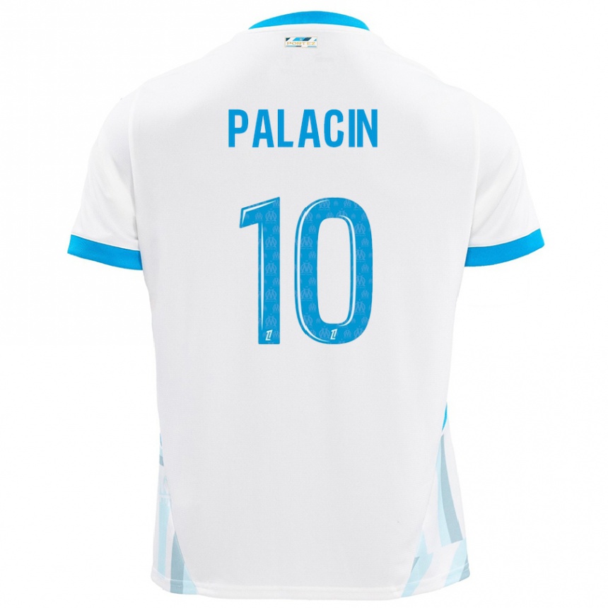 Niño Fútbol Camiseta Sara Palacin #10 Blanco Azul Cielo 1ª Equipación 2024/25 México